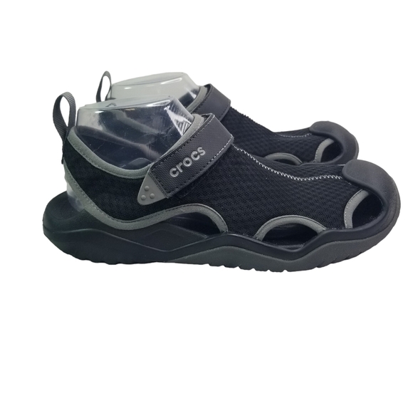 Crocs Swiftwater mesh black gray mesh deck shows - Picture 2 of 12